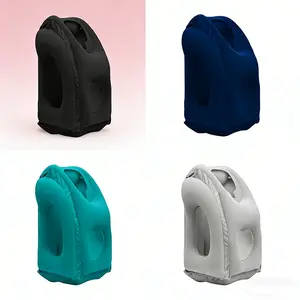 New Pattern Inflatable Travel Pillow, Portable Chin & Neck Support for Airplane, Car, Bus, Train & Office Rest