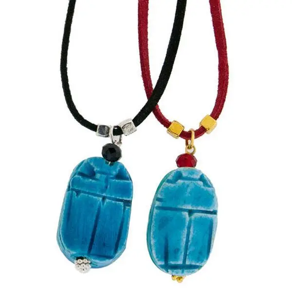 Scarab Necklace Assorted - 22" with Various Designs and Colorful Stones