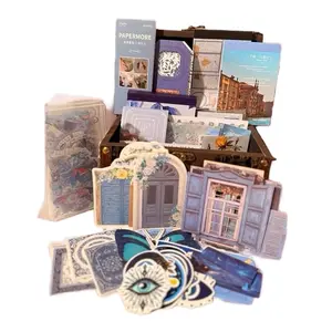 Vintage Mystery Box with Journal, Stickers, and Designed Paper stationery collection