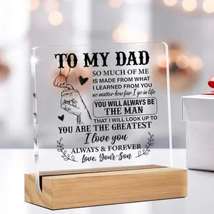 Dad Gifts From Son, Father Gifts for Birthday Christmas Father's Day, to My Dad So Much of Me Clear Acrylic Desk Decorative Sign for Home Decor, 4 x 4 Inches