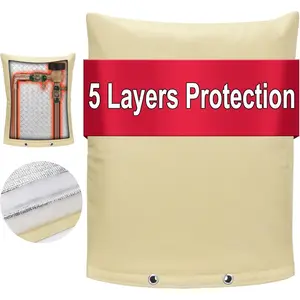 Backflow Preventer Cover Insulated Pouch, Sprinkler Covers with Aluminum Foil for Outside Pressure Vacuum Breaker Winter Water Well Pump Insulated Pipe Cover (16" Wx20 H, Beige)