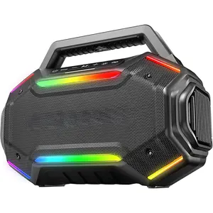 6.0 Speakers Outdoor, 80W() Loud Speaker with Bass, 30H Playtime, IPX6 , RGB Lights, BassUp 2.0, TWS, Portable Large Jobsite Speakers for Party, Garage