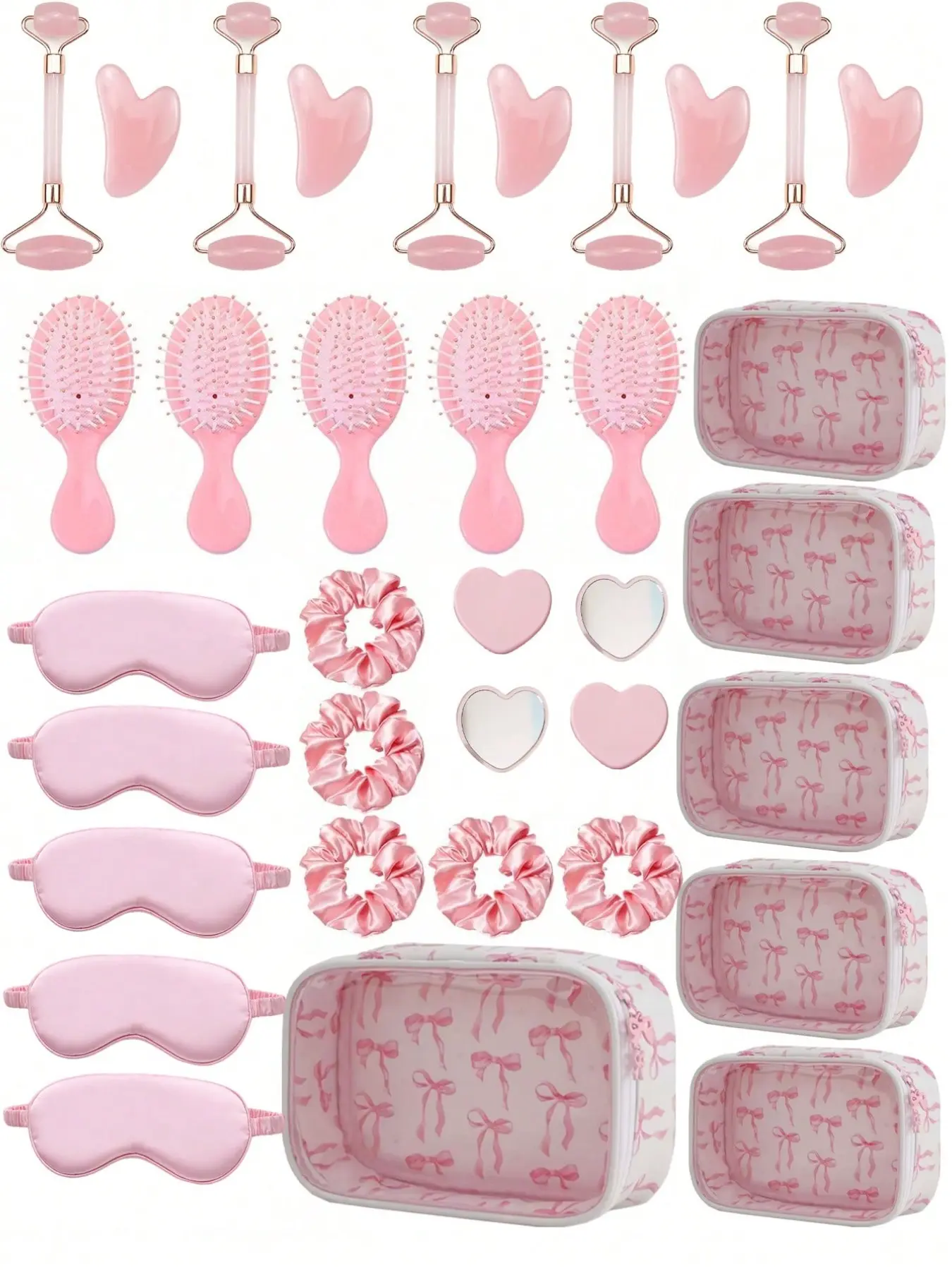 7-Piece Sleepover Party Essentials Makeup Bag Set, Fashion Tool Smooth Gift Set, Cute Butterfly Print Transparent Patchwork Travel Cosmetic Bag
