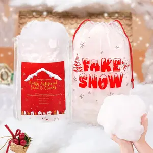 Fake Snow Decor 520g/18.3oz Fluffy Artificial Snow for DIY Mantle Table Village Nativity Displays,Soft Cotton Fake Snow Clouds for Christmas New Year Wedding Birthday Valentines Party Decoration