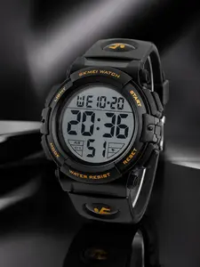 Large Screen Digital Watch Skmei, Lightweight Durable LED Night Light, Countdown Alarm, PU Strap, 50m Waterproof, Comfortable Wear, Waterproof Wrist Watch