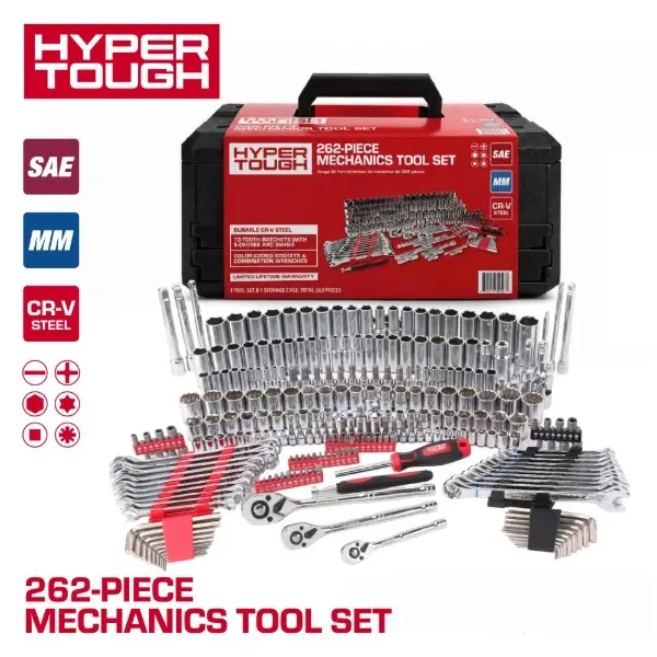 262-Piece Mechanics Tool Set with SAE and Metric Sockets, Ratchet Wrenches, Combination Wrenches, Hex Keys and Storage Case