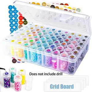60 Slot Diamond Art Storage Box, Bead Organizer with Labels, 5D Embroidery Accessories Container, DIY Craft Supplies, Seed Holder