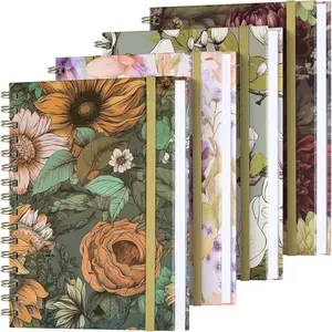 【OMEYA】Hardcover Spiral Notebook A5 College Ruled Journal with 2 Inner Pockets 160 Pages 100GSM Thick Paper Cute Office Desk Accessories School Supplies Writing Journal for Women Men Perfect Gift Plum Bossom 6.3x8.46 Inches