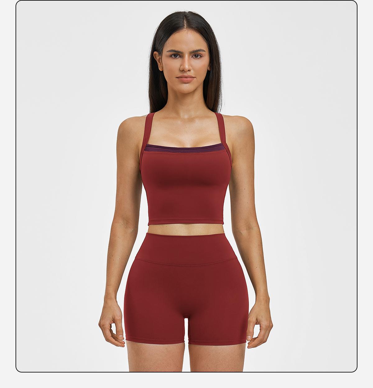 MFVIM Women's 2-Piece Sleeveless Color-Block Tank Tops & High-Waisted Above-the-Knee Shorts Yoga Workout Set, Comfortable Stylish Sportswear for Everyday Wear & Active Lifestyle, Ideal Gift for Women