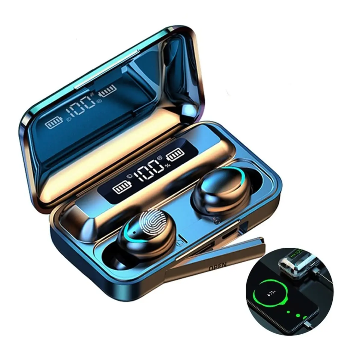 Wireless Sport Headphones - Bluetooth 5.0 Earbuds with Charging Case (2600 mAh), Waterproof, Noise Cancelling Microphone, LCD Display