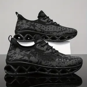 Men's High-Top Lace-Up Sneakers - Lightweight Breathable Arch & Stability Technology, Non-Slip Rubber Base & EVA Cushioned Sole, All-Weather Traction Tread for Gym, Hiking, Outdoor Sports - All-Season Casual Shoes (Black/Gray/White)