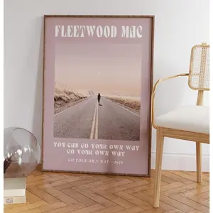 Fleetwood Mac Music Poster, Vintage 70's Art, Fan Prints, You Can Go Your Own Way, Printable, Gift for Friend, Lyrics Print