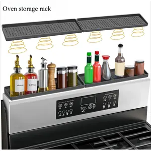 Magnetic Stove Top Shelf Spice Rack Black Silicone Storage Flexible Non-Slip Waterproof Kitchen Organizer with 6 Magnets for Stable Installation Thanksgiving tableware Value Pack TikTokShopBlackFriday Christmas Gift Set Stock Up