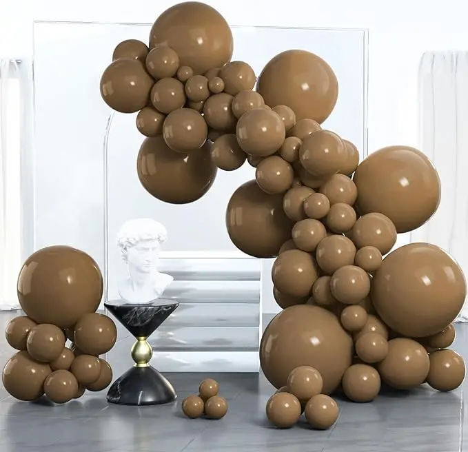 PartyWoo Brown Balloons 100 pcs Different Sizes of 18 12 10 5 Inch Boho Neutral Coffee Dark Brown Balloon Arch Kit Garland for Wedding Baby Shower Gender Reveal Birthday Party Decorations Brown-F09