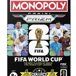 Monopoly Panini Prizm FIFA World Cup 2026 Collectible Cards G2677 4 Cards Per Pack 6 Packs Per Box