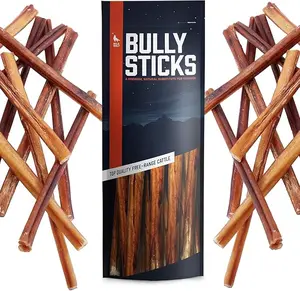 Wild Wolf 12-Inch Angus Bully Sticks 8 Ounces Healthy All-Natural Odor-Free Dog Chew Bones Mixed Thickness for Long-Lasting Chewing
