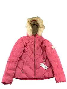 Obermeyer Jacket Womens 10 Pink Glossy Faux Fur Hood Insulated Ski Snow 11224