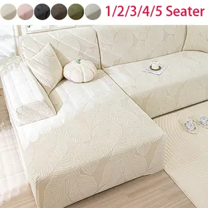 Thick Durable Leaf Pattern Sofa Cover Set, High Stretch L-Shaped Sofa Protector, Anti-Slip Pet Scratch Furniture Protection