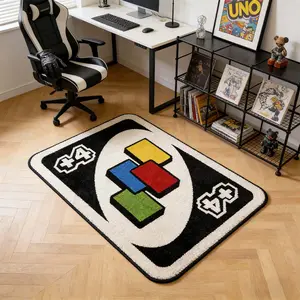 Funny Tabletop Card Game Plush Rug, Fashion Retro Gaming Room Decorative Mat, Soft Comfortable Foot Pad for Living Room Bedroom Closet Vanity