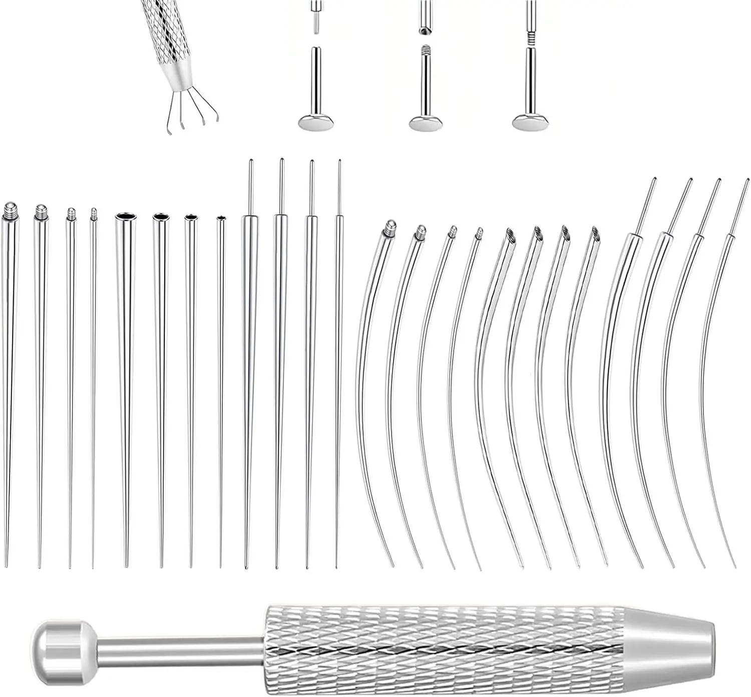 Piercing Taper Ball Grabber Tool for Changing ewelry 14G 16G 18G 20G Threadless/Internal thread/External Thread Stretching Kit for Ear/Nose/Navel/Nipple/Lip/Eyebrow/Tongue