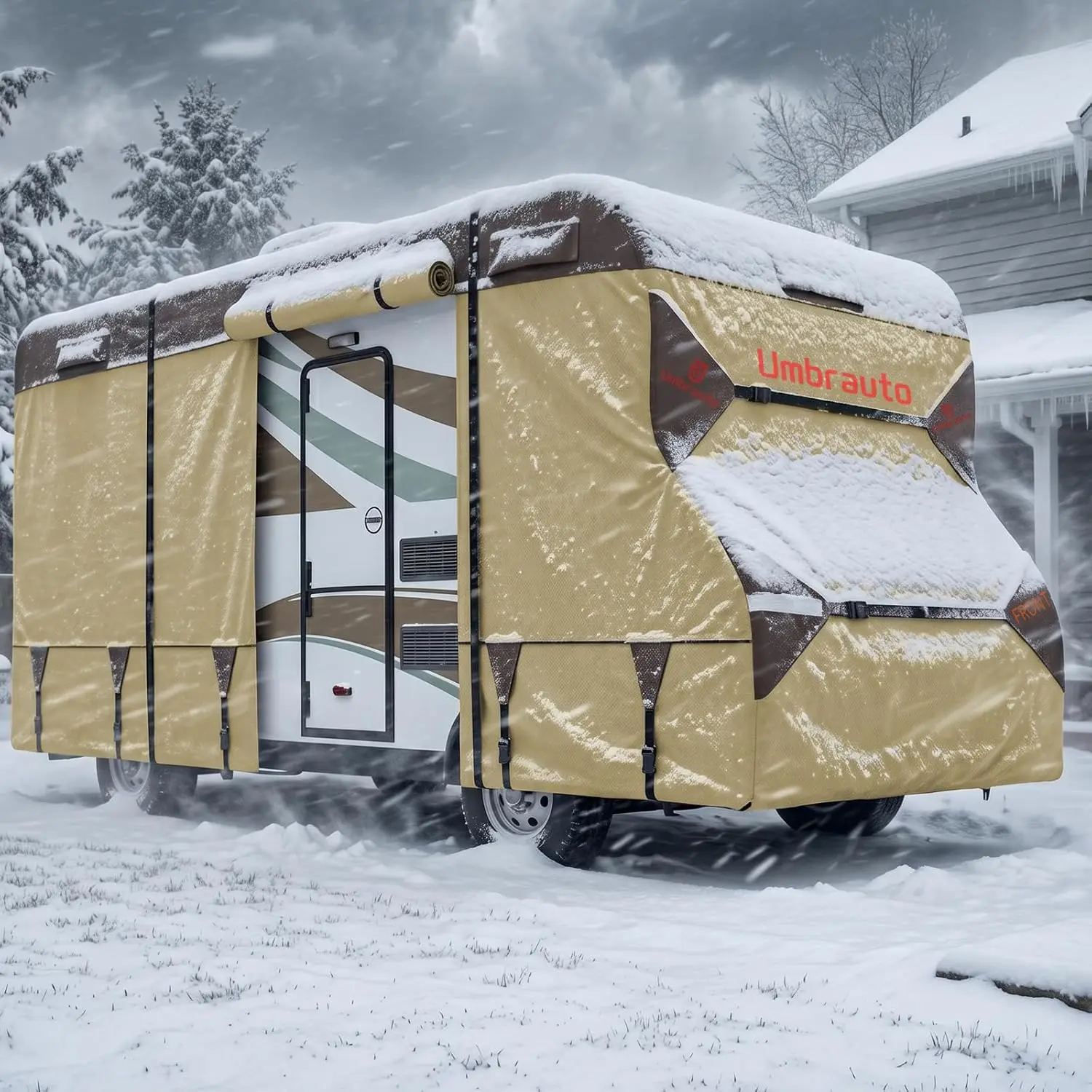 Class C RV Cover  – Upgraded Heavy-Duty 9-Layers Top Class C Motorhome Cover, Windproof & Breathable Toy Hauler Travel Trailer Covers Includes 3 Extra Straps & Gutter Covers