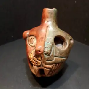 Handmade by the Tenek Tribe in Mexico - Huaco Silbador Jaguar (Jaguar Roar Whistle)