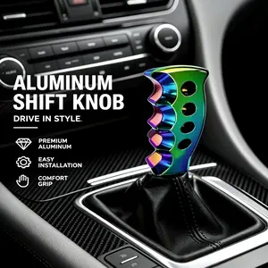 Upgrade Your Ride with This Premium Aluminum Shift Knob – Sporty Car Interior Upgrade, Comfortable Driving Feel, Easy Install, Black/Silver/Rainbow Colors