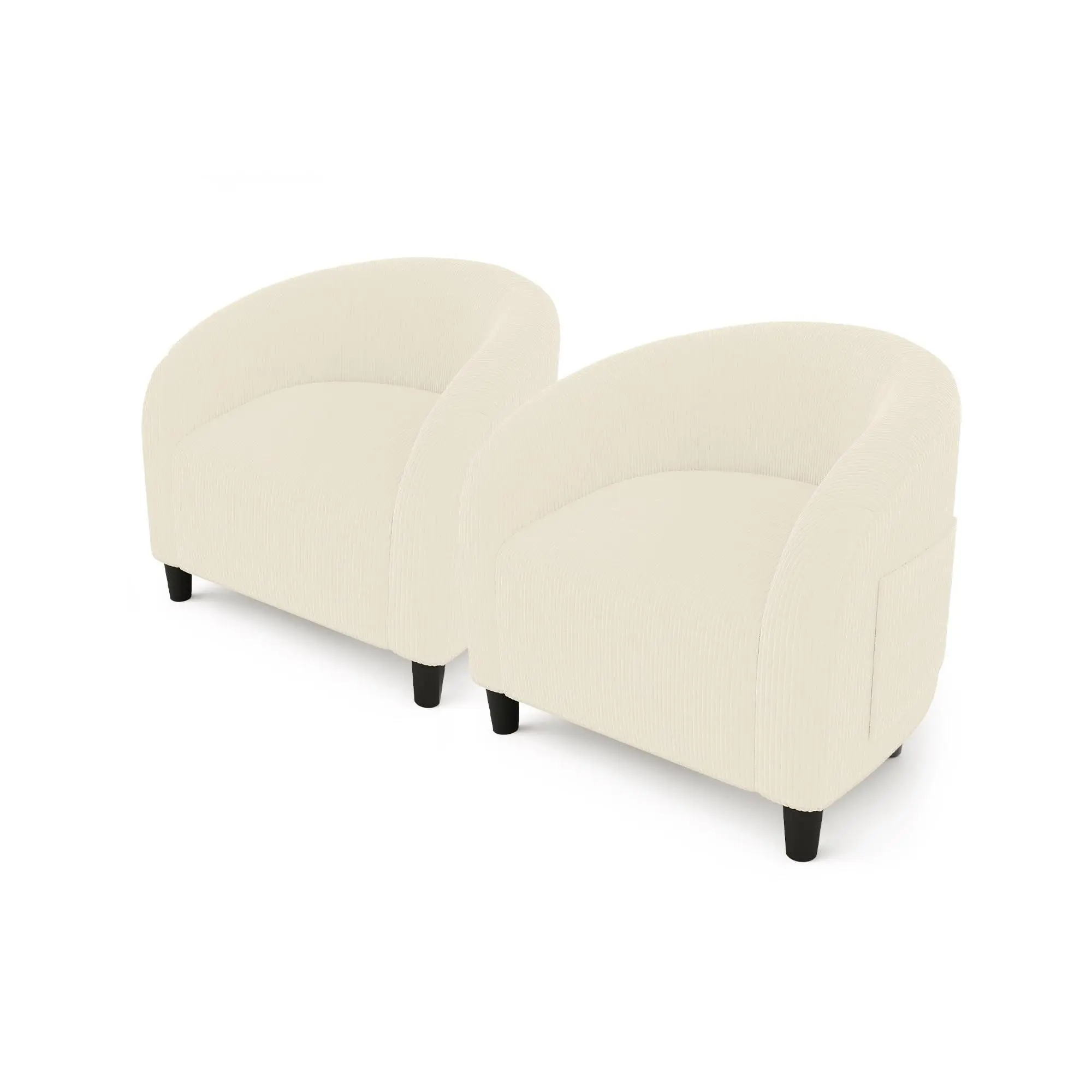 GARVEE Set of 2 Barrel-Shape Corduroy Accent Club Chairs, Elegant Armchairs with Cozy Backrests for Living Room, Office (Beige)
