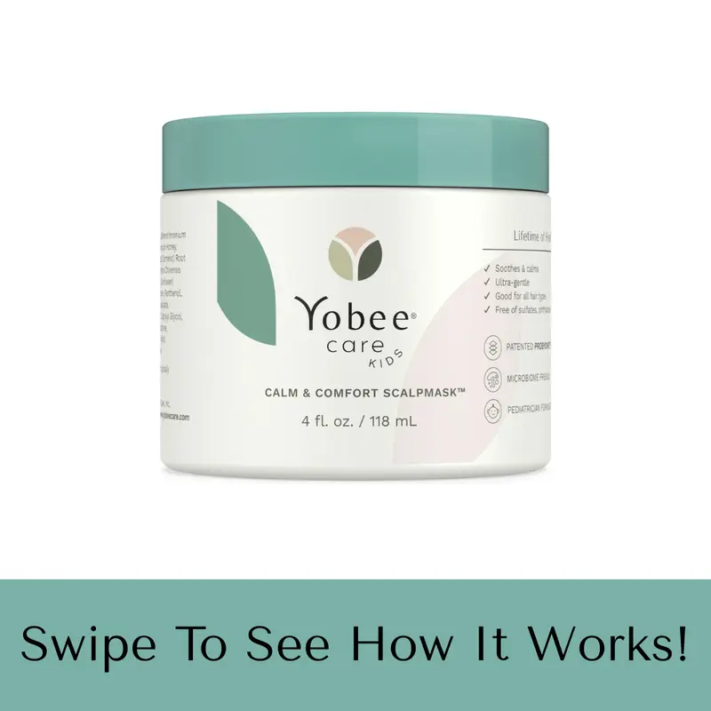 Yobee Calm & Comfort Scalp Mask for Kids -  Ultra-Gentle Formula with Probyome for Dry Itchy Scalp Relief & Hair Health - Probiotic infused - effective for conditions like cradle cap, baby acne and eczema - Free of sulfates, phthalates and parabens - 4 Oz