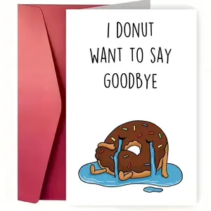 🍩Funny Farewell Card for Coworker Colleague Boss Friend, Moving Away Going Away Goodbye Cards, Premium 5x7 350GSM Glossy Cardstock with Red Envelope, Hilarious Leaving Gag Gift to Bring Big Smiles and Warm Memories at Office Party!👋
