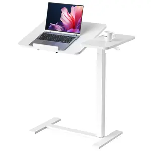 【Valentine's Day gift】Overbed Bedside Table with Wheels, Mobile Standing Stand Up Rolling Laptop PC, Adjustable Height Tray, Side Computer Workstation for Home Use