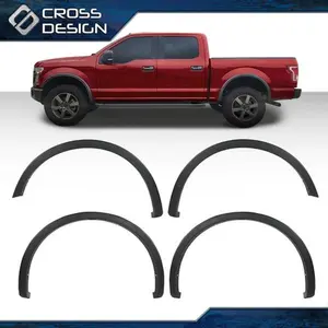 CROSSDESIGN Fit For 15-17 Ford F150 Factory Style Fender Flares Wheel 4PCS Textured Black
