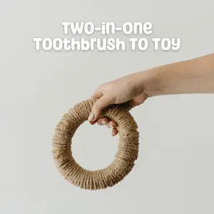 DentaHoop - Natural Rubber and Hemp Twine Dog Toothbrush-Turned-Toy for Dental Care and Fun Playtime, 7in x 7in x 1.5in