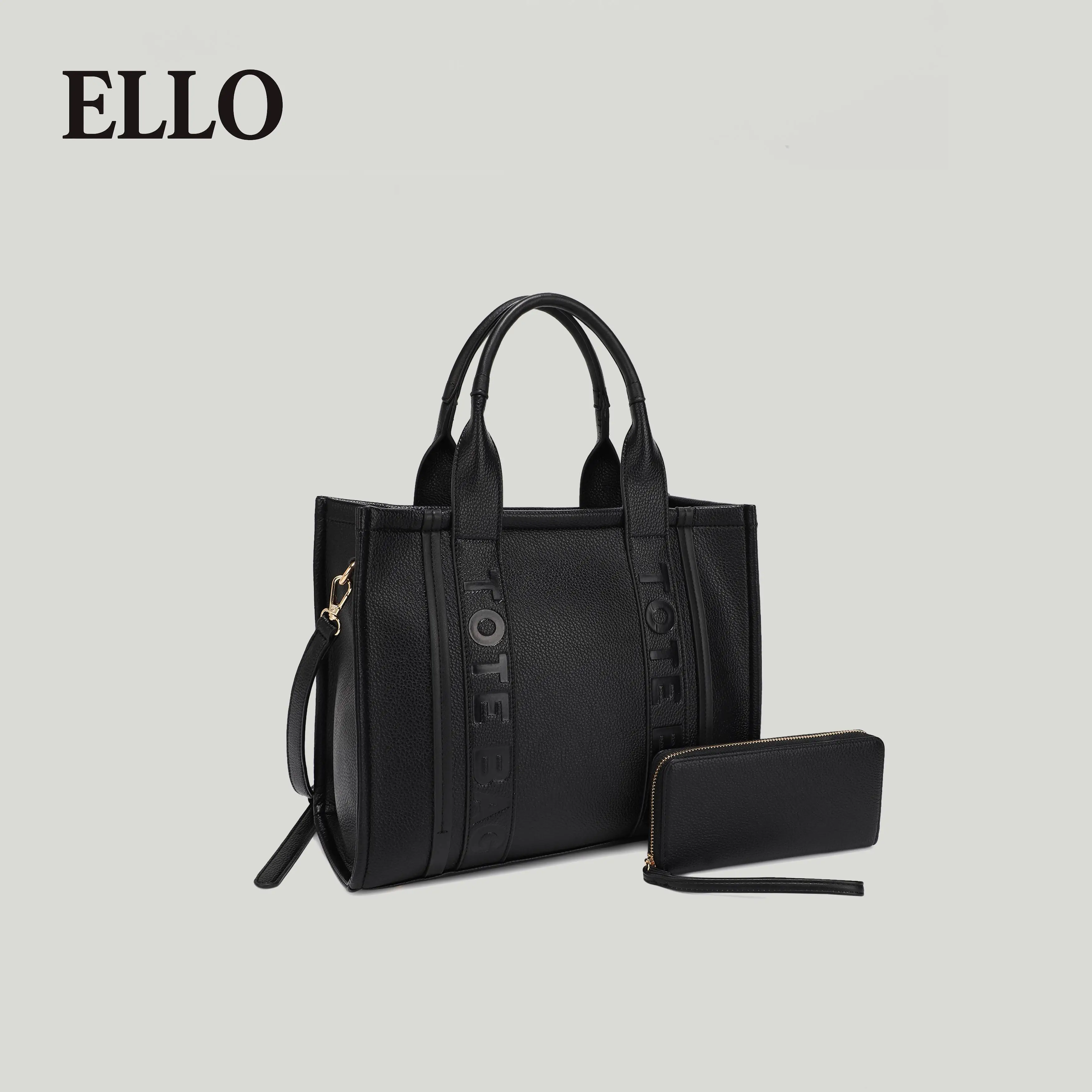 ELLO Women's High-Capacity Red Tote and Matching Wallet Set: Durable, Spacious, and Versatile Handbag Combo with Adjustable Strap for Stylish Everyday