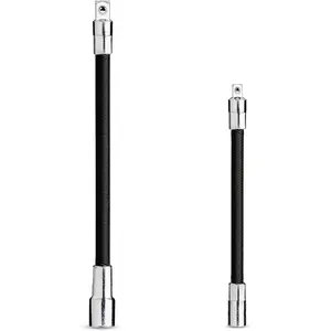 2-Piece Flexible Extension Bar Set, 1/4" and 3/8" Drive Socket Extensions for Improved Access in Tight Spaces