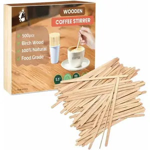 5.5" Birchwood Coffee Stirrers -  Wooden Stir Sticks for Hot & Cold Drinks - Compostable, Disposable,  , Smooth Finish - Bulk for Coffee Bar, Office, Cafe (500)