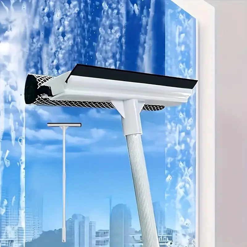 LUCENTIFY Rubber Floor Squeegee for Car, Tile Floor, Window, Tight Spaces Commercial Squeegee Mop with Extendable Long Handle