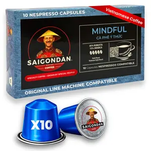 Mindful Coffee Pods - | Dark Roast | Robusta & Arabica Blend | Vietnamese Single Origin | Small Batch Roasted | Compatible with All Nespresso Original Line Machines | 10 Capsules