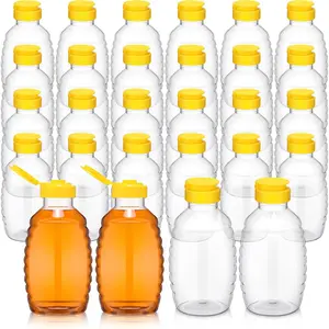 24 count Clear Plastic Honey Bottles Plastic Skep Style Jar Honey Squeeze Bottle Empty Refillable Honey Dispenser with Flip Top  Leak Proof Honey Containers Holders for Storing and Dispensing (16oz)