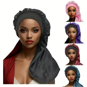 1pc Long Sleep Bonnet For Straight Curly Hair, Extra Large Hair Bonnets For Dreadlo And Braids, Satin Sleeping Caps Night Cap For Women - Bathroom Acssories -uv protection