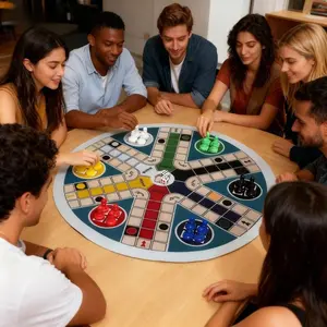 Large 6-Player Board Game Suitable for Family Game Nights - Classic Chess Strategy Dice Game with Numbered Pieces (1-6), 24 Color-Coded Dice & Dice Cup, Fast-Paced Party Game for 6 Players, for, Christmas, Halloween Parties