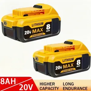 2/1Pack Lithium  20V 8.0Ah Battery Pack DCB200 for 20V Tools High Capacity Exceptional Compatibility Extended Range DCB200 DCD/DCF/DCG/DCS Series Lithium-Ion Replacement Batteries Pack High Capacity Cordless Power Tool Battery 8Ah