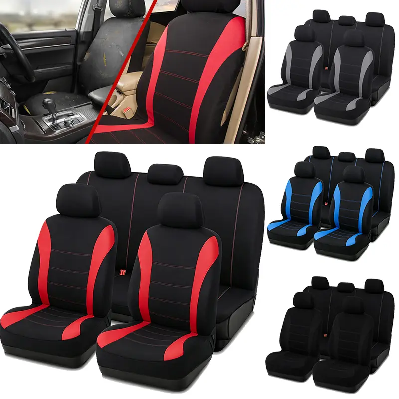 Universal Car Seat Covers Full Set, Breathable Fabric Front & Rear Split Bench Seat Covers, Airbag Compatible, Easy Install Automotive Interior Protector