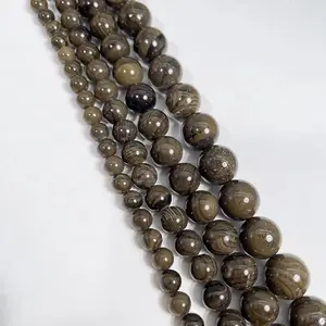 Natural Coffee Grain Jasper Gemstone Smooth Round Loose Beads For DIY Jewelry Making Desig Handmade Crafts Bracelet, Necklace, Earrings AAA Quality 15.5 Inches Long, Semi Precious Stone, Spacer beads
