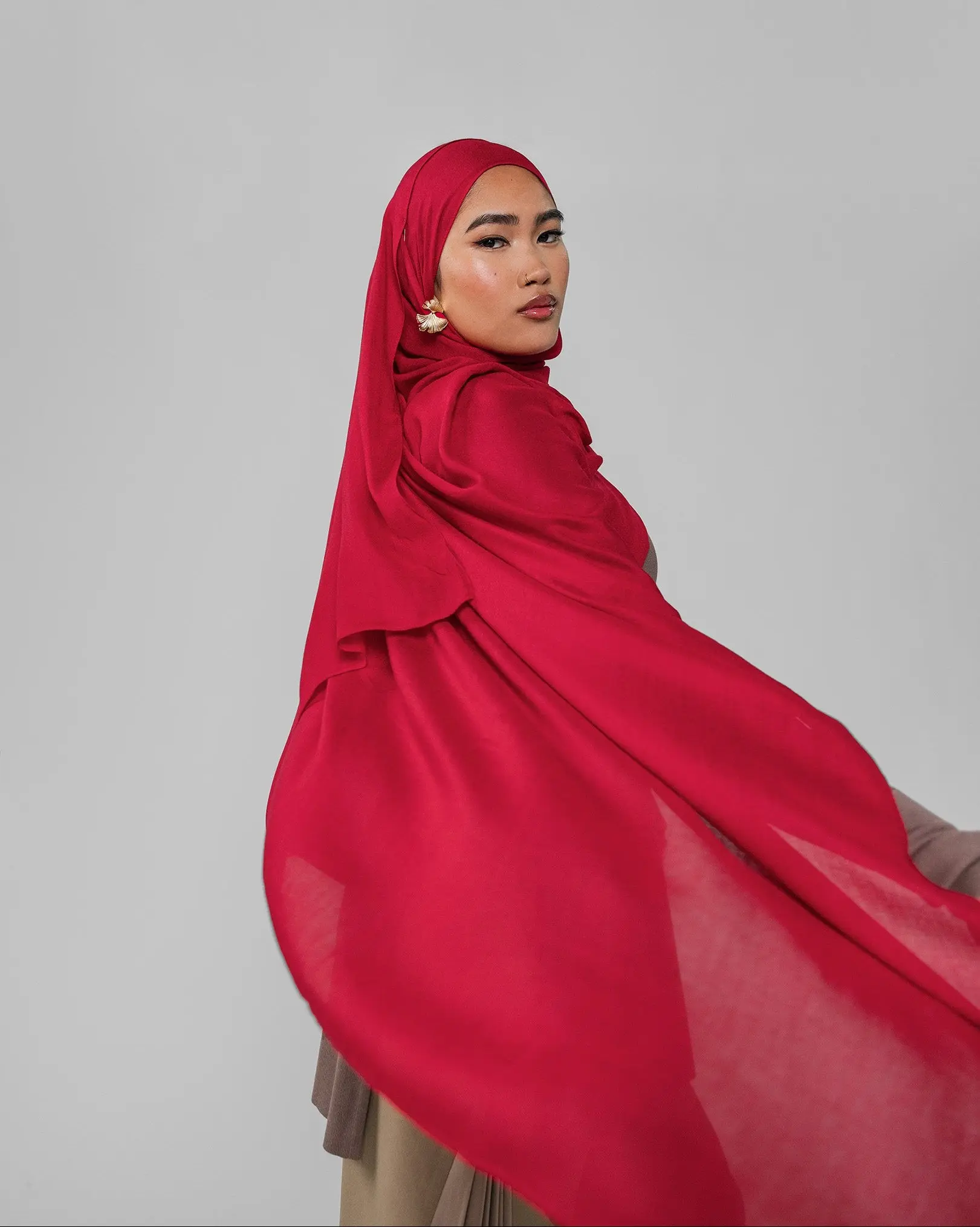 VELA Rich Ruby Evening Solid Modal Square Hijab