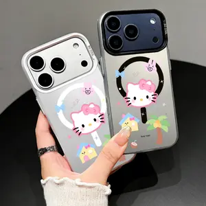 Cartoon cats MagSafe Case for iPhone 17Air 16 15 Pro Max 14Plus 13 12Pro 11, Cute Cartoon Shockproof Protective Cover with Camera Frame