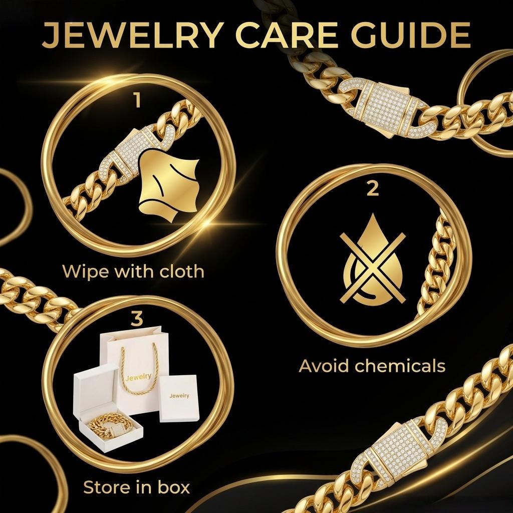 Stainless Steel Men's Cuban Chain, Ear-Style Clasp / Gold / Gold-Plated Miami Cuban Chain Necklace, Widths: 6mm/8mm/10mm/12mm/14mm, Fade-Resistant and Durable, Hip-Hop Style Men's Jewelry, Length: 7.5“–30”, Comes with a Gift Box