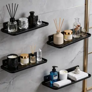 Multi-Purpose Self Adhesive Floating Shelf, No Drill Wall Storage Organizer, Ideal for Living Room Kitchen Bathroom Closet Vanity & Entryway Decor