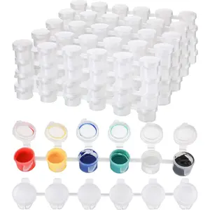 24 Strips 144 Pots Empty Mini Paint Pots Strips Paint Storage Container with Lid Painting Arts Crafts Supplies for Classrooms Schools Art Festivals 3ml/0.1oz