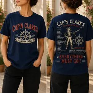 Backrooms Cap'n Clark's Ottoman Empire T-Shirt, Funny Pirate Furniture Store Shirt, Retro Santa Clara Valley CA Shirt, Vintage 90s Ad Aesthetic